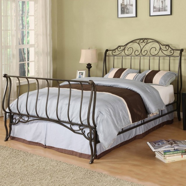 Home Sonata Gold Tone Brushed Queen Sleigh Bed 55779b221cbed Weston Home Fullerton Metal Sleigh Bed