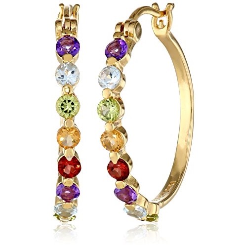 18k Yellow Gold Plated Sterling Silver Multi Gemstone Hoop Earrings 18k Yellow Gold Plated Sterling Silver Multi Gemstone Hoop Earrings Ebay
