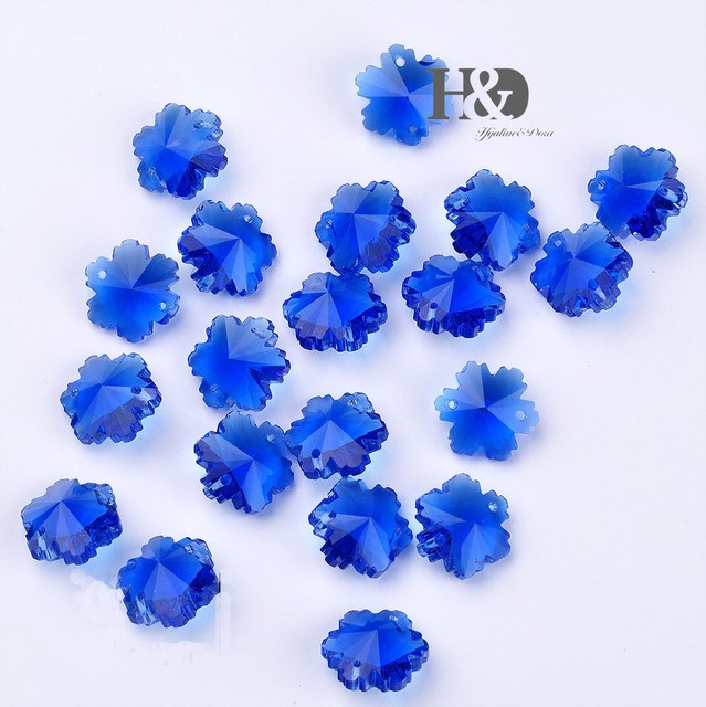 50 Pcs Royal Snowflakes Crystal Chandelier Prisms Beads Wedding Xmas 50 Pcs Royal Blue Snowflakes Crystal Chandelier Prisms Beads Diy Xmas Decor 14mm