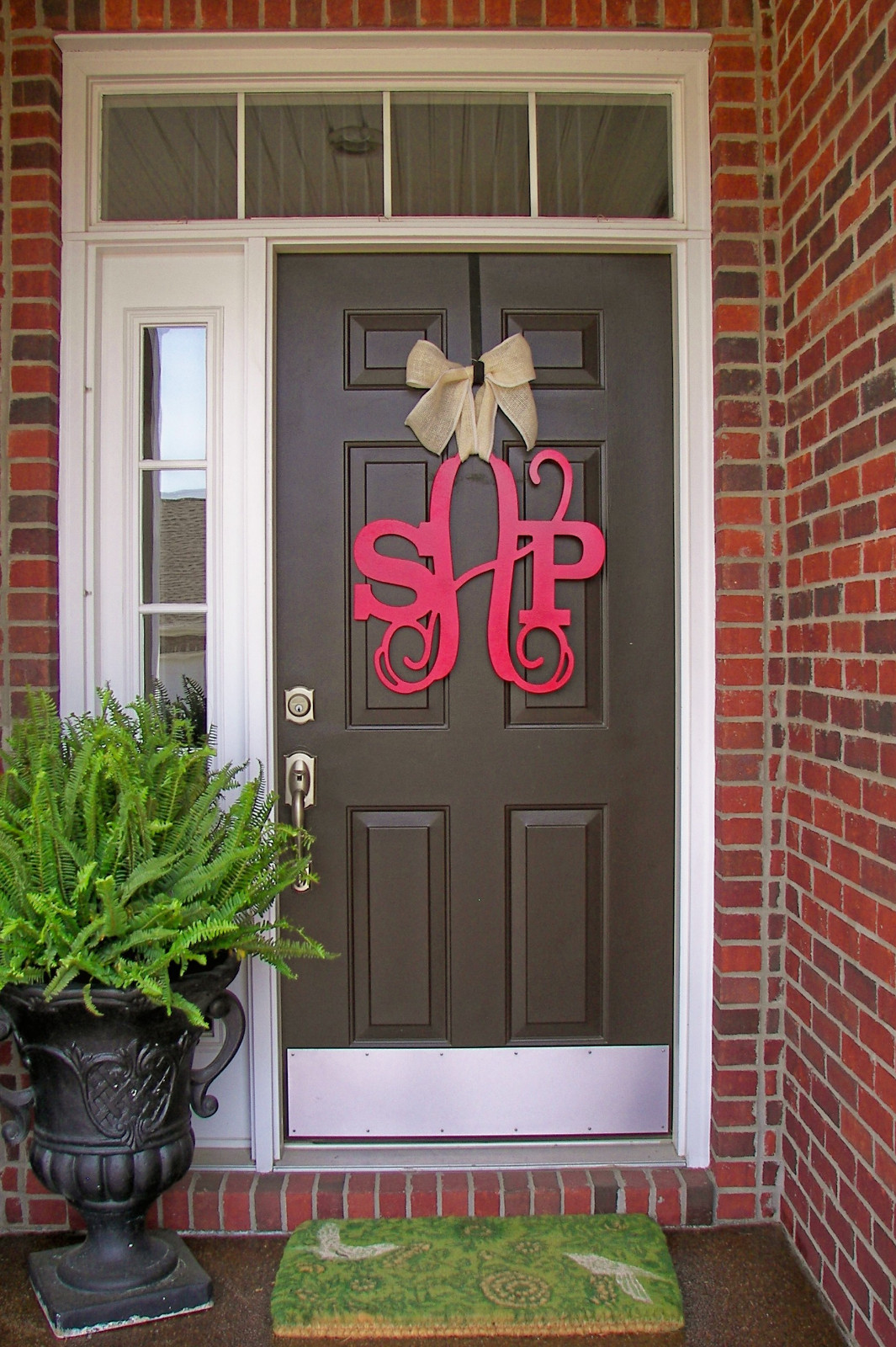 Wooden Monogram Door Hanger Red Custom Initial Burlap Bow Decor Picture 1 Of 2