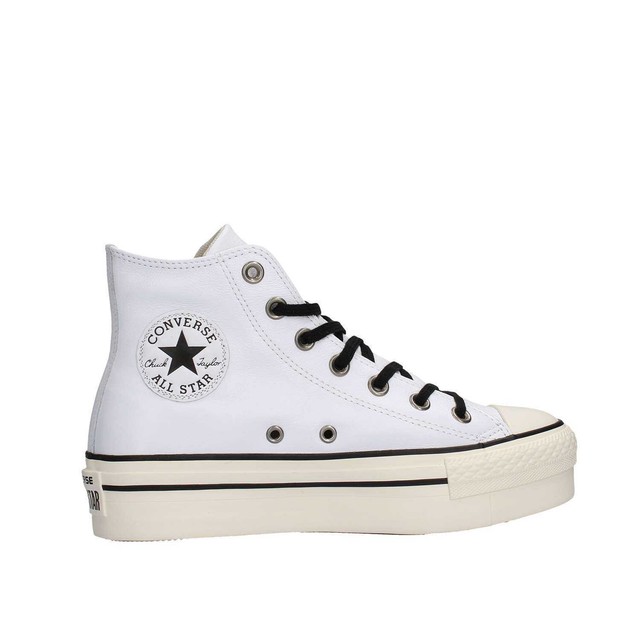 Converse Scarpa Donna Sneaker Ctas Platform Hi White In Pelle 558973c bianco Converse Scarpa Donna Sneaker Ctas Platform Hi White In Pelle 558973c bianco