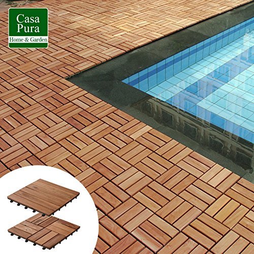 11 Pack Interlocking Patio Tiles Acacia Wood Deck Flooring Check 2