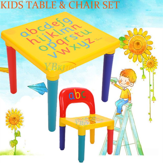 Kids Plastic Table And Chair Set Furniture Activity Toddler Toy Play New Kids Table Chairs Play Set Toddler Child Toy Activity Furniture In Outdoor