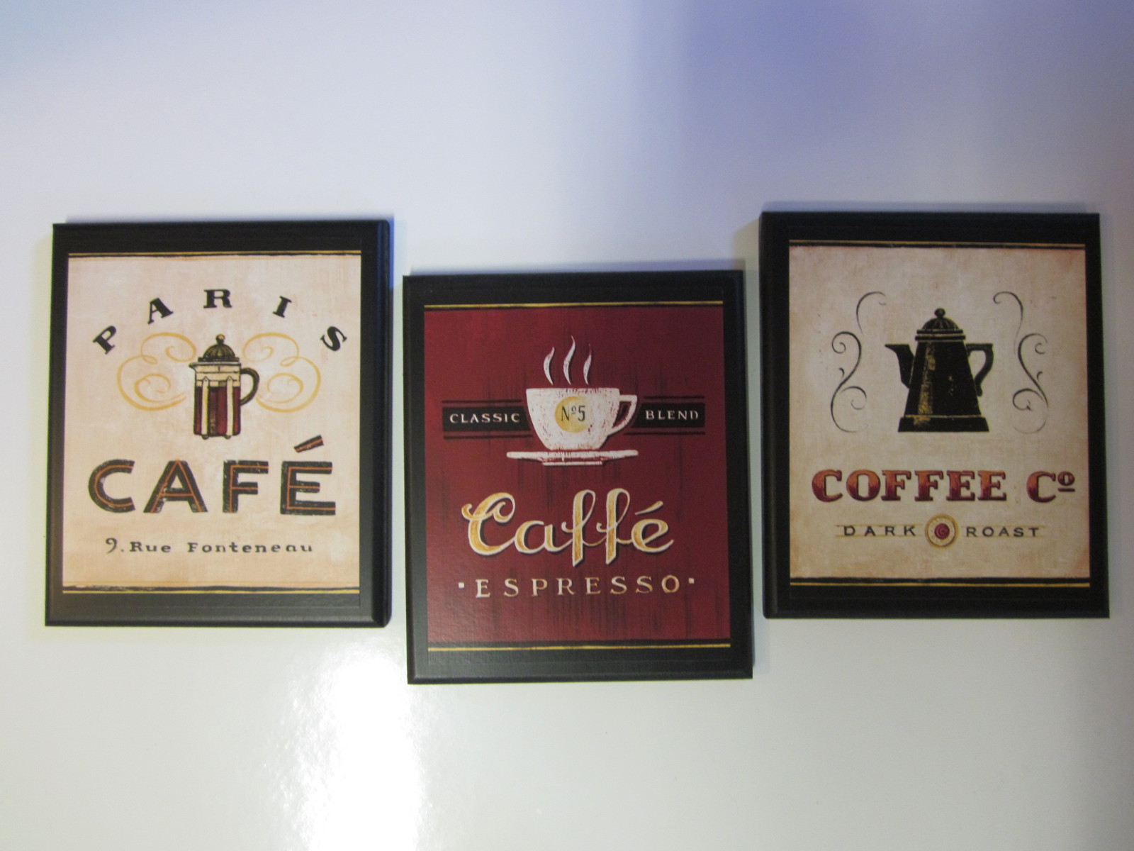Coffee 3pc Plaques Kitchen Wall Decor Bistro Signs Paris Cafe Picture 1 Of 4