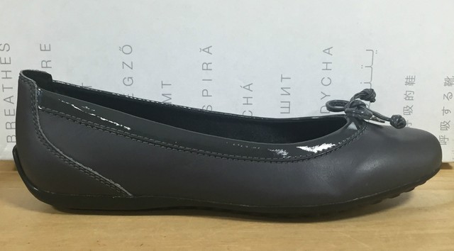 GEOX SCARPE DONNA BALLERINE PELLE GRIGIO CON FIOCCO IN VERNICE LINEA PIUMA GEOX SCARPE DONNA BALLERINE PELLE GRIGIO CON FIOCCO IN VERNICE LINEA PIUMA