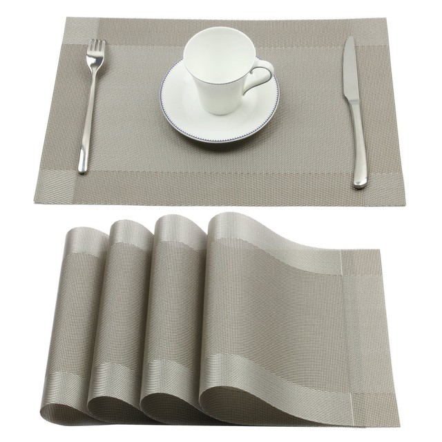 Pvc Dining Room Weave Woven Placemats Table Heat Insulation Place Pvc Dining Room Weave Woven Placemats Table Heat Insulation Place Mats 4pcs Gray