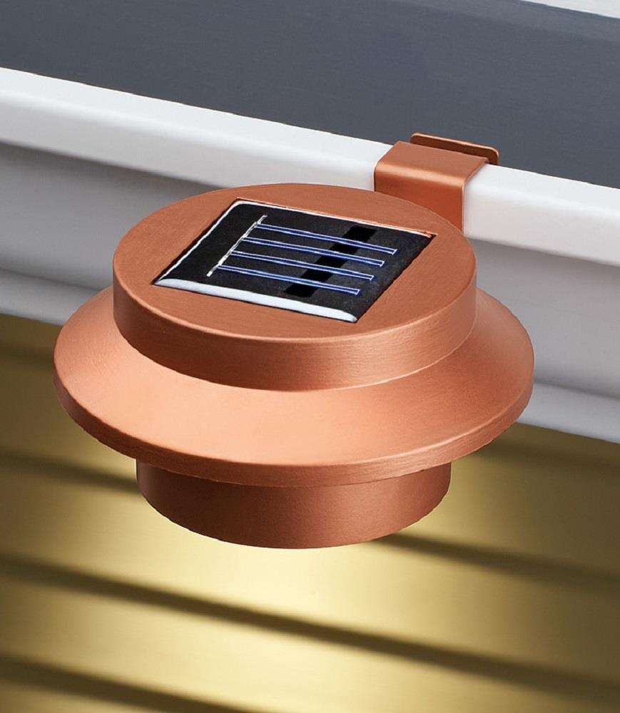 Outdoor Rain Gutter Slip On Style Copper Colored Bright Led Solar Picture 1 Of 2