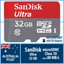 SanDisk Ultra 32 GB 32G Micro SD SDHC Class 10 UHS-I Memory Card 80MB/s Adapter