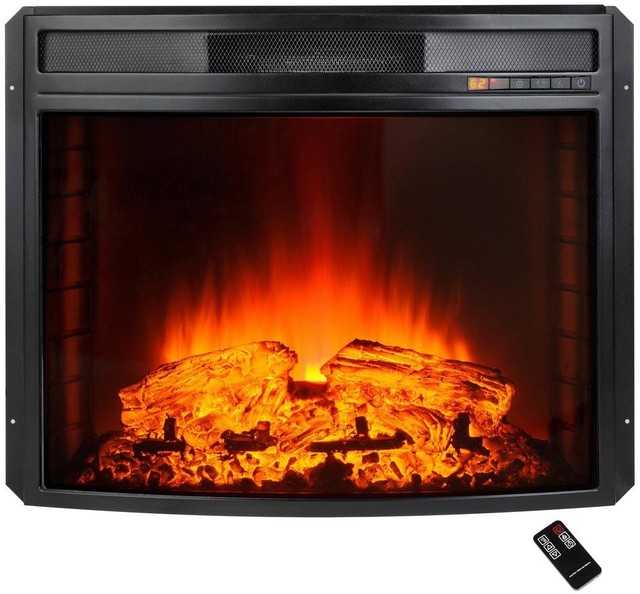 Akdy Fp0003 28 1500w Freestanding Electric Fireplace Insert Heater Freestanding Electric Fireplace Insert Heater In Black With Curved