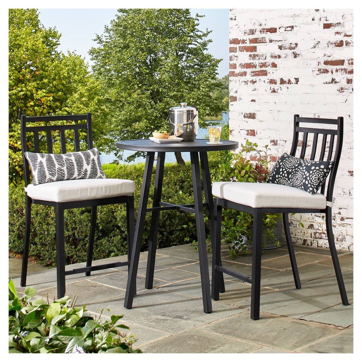 Threshold Fairmont 3 Piece Steel Balcony Height Patio Bistro Set Picture 1 Of 3