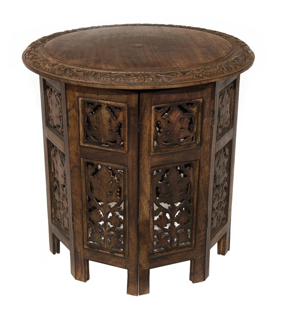 Cotton Craft Jaipur Solid Wood Hand Carved Accent Coffee Table 18 Cotton Craft Jaipur Solid Wood Hand Carved Accent Coffee Table 18 Inch Roun