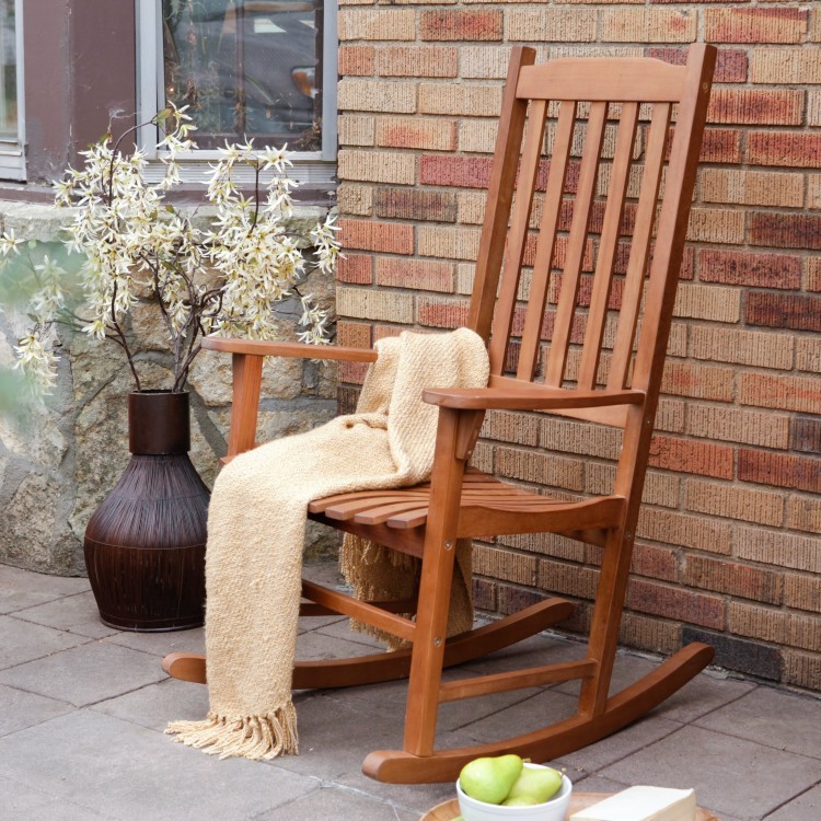 Wooden Rocking Chair Home Indoor Outdoor Porch Living Rm Nursery Picture 1 Of 7