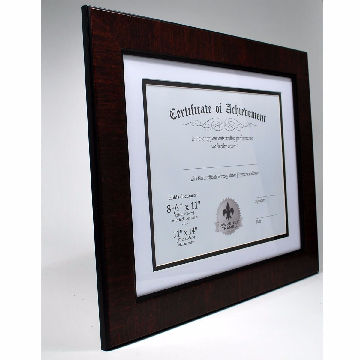 Lawrence Frames Dual Use Faux Burl 11 14 Inch Certificate Picture Lawrence Frames Dual Use Faux Burl 11 14 Inch Certificate Picture Frame Double Bevel Cut Matting