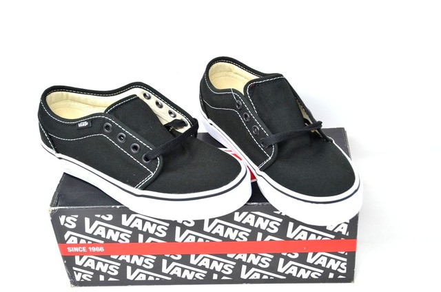 Vans 106 Vulcanizzata Nero Bianco Unisex Scarpe in Tela 2.5UK cuciture bianche Vans 106 Vulcanizzata Nero Bianco Unisex Scarpe in Tela 2.5UK cuciture bianche