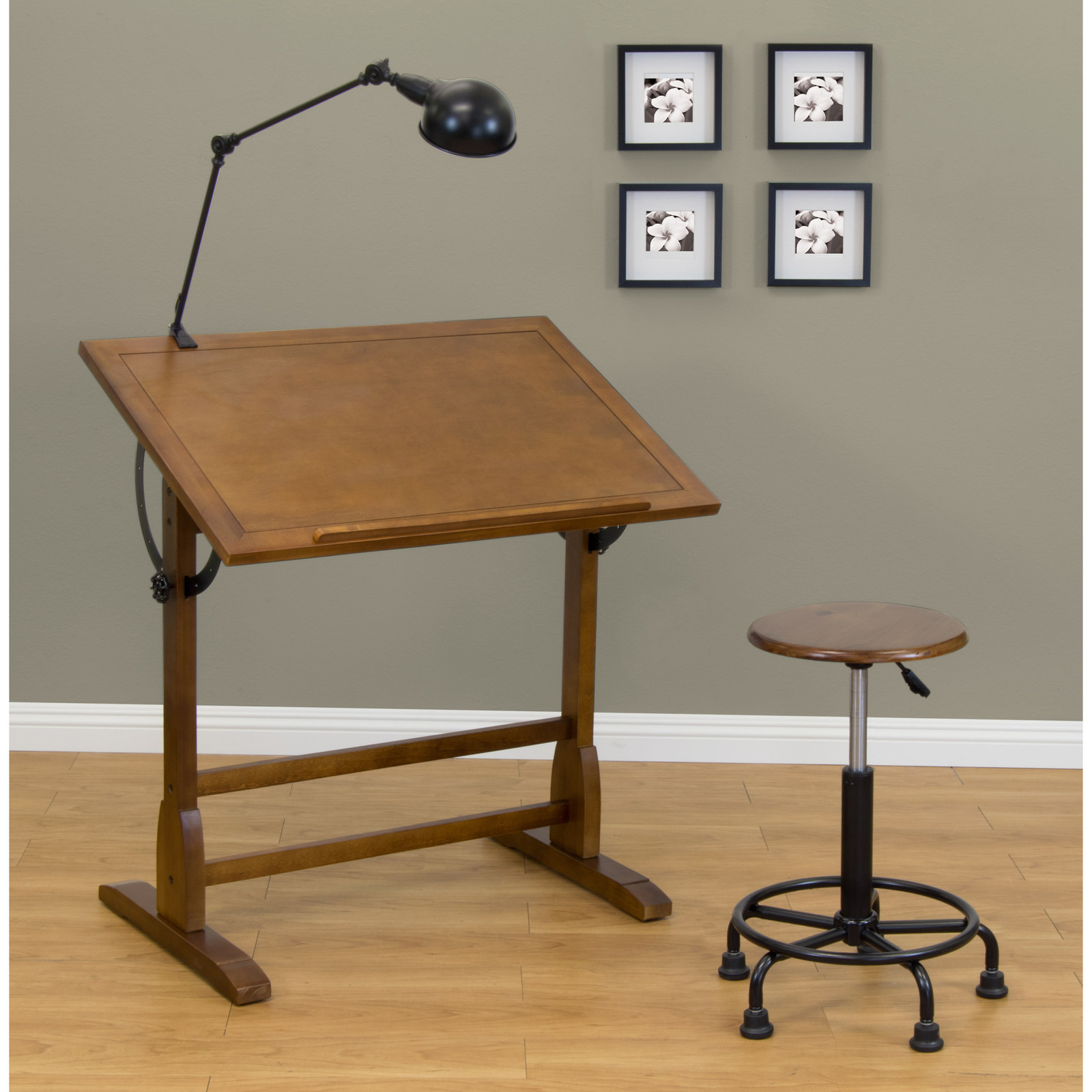 Vintage Drafting Table Architect Space Wood Drawing Desk Adjule Picture 1 Of 7