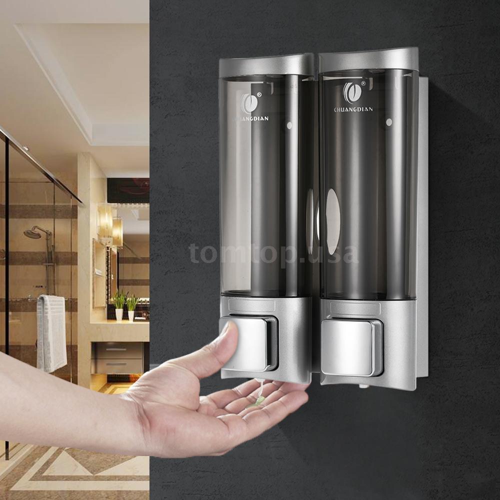 Double Soap Dispenser Liquid Shampoo Shower Gel Bathroom Kitchen Picture 1 Of 11