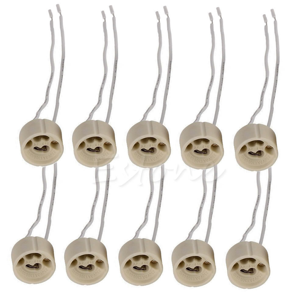 10pcs Gu10 Socket Lamp Holder Base Ceramic Wire Connector Picture 1 Of 6