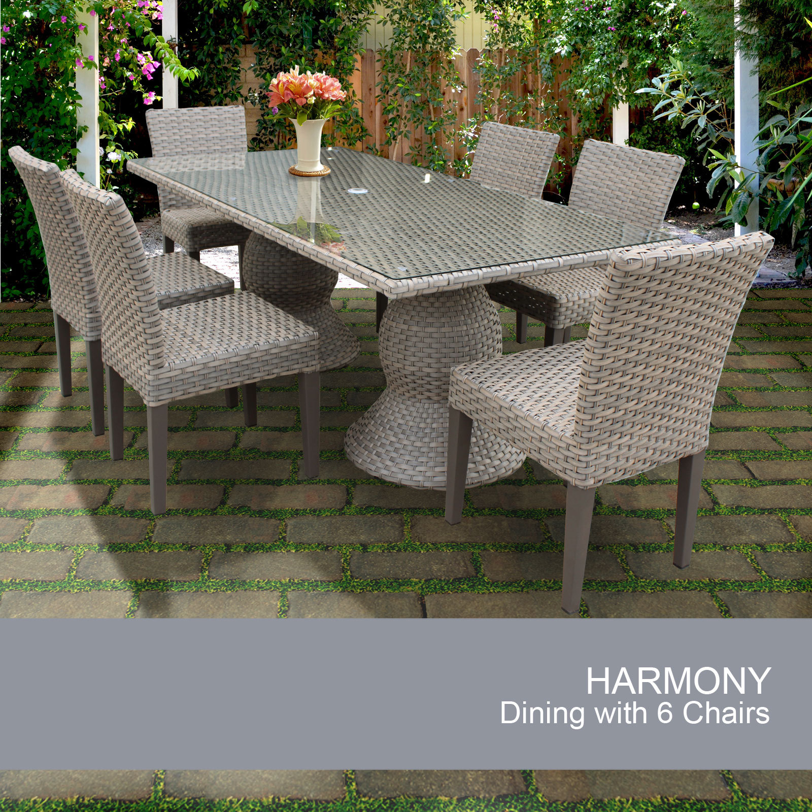 Harmony Rectangular Outdoor Patio Dining Table With 6 Chairs Picture 1 Of 3