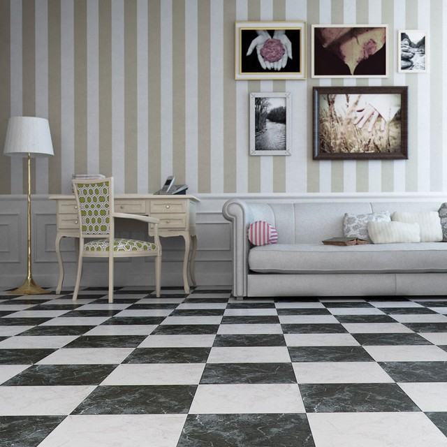 Otono Black Gloss Marble Effect Ceramic Floor Tiles 333x333x8mm 8 Otono Black Gloss Marble Effect Ceramic Floor Tiles 333x333x8mm