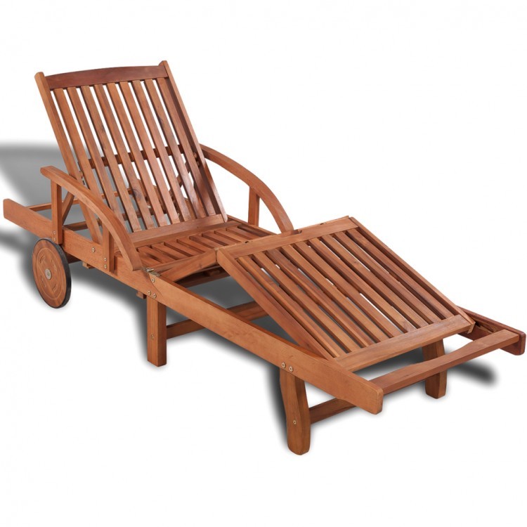 Wood Sun Lounger 5 Position Adjule Chair Patio Furniture Picture 1 Of 4