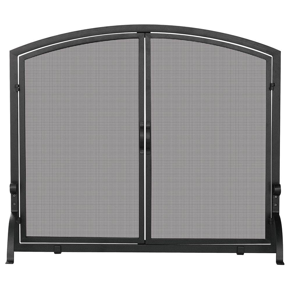 Medium Single Panel Black Wrought Iron Fireplace Screen With Doors Medium Single Panel Black Wrought Iron Fireplace Screen With Doors Less Than
