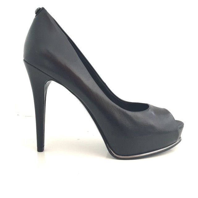 SCARPE DONNA GUESS OPEN TOE HONORA TC 120 PL 25 PELLE NERO D16GU34 SCARPE DONNA GUESS OPEN TOE HONORA TC 120 PL 25 PELLE NERO D16GU34