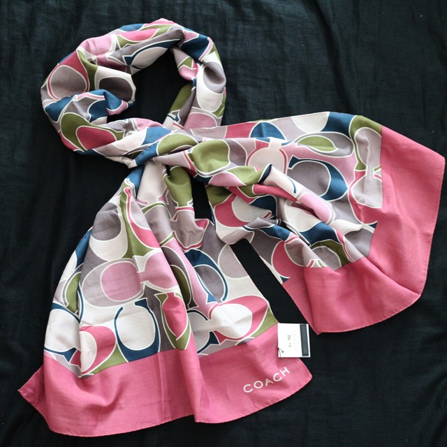 Coach Multi Signature Optic Cotton Silk Wrap Long Oblong Scarf Ebay Nwt Coach Multi Signature Optic Cotton Silk Wrap Long Oblong Scarf New
