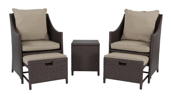 Serta 5 Piece Set Beige Dark Brown Outdoor Furniture Tg3499b Ebay