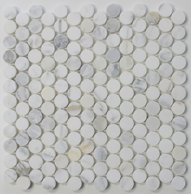 Calacatta Gold Penny Round 1 Inch Polished Marble Mosaic Tiles Calacatta Gold Penny Round 1 Inch Polished Marble Mosaic Tiles Backsplash Tile