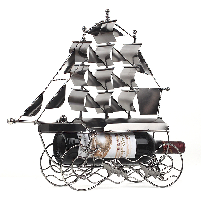 Steel Wine Bottle Rack Sailboat Type Storage Holder Shelf Interior Picture 1 Of 12