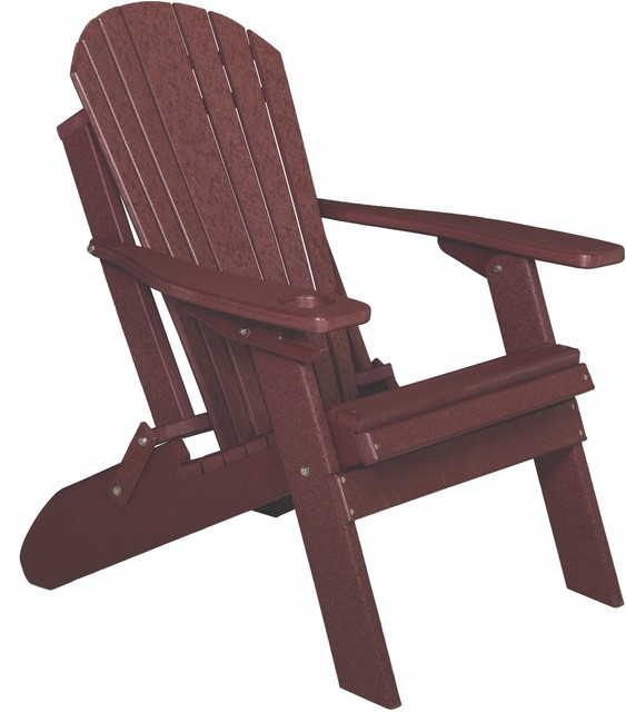 Poly Lumber Wood Folding Adirondack Chair With Cup Holder Poly Lumber Wood Folding Adirondack Chair With Cup Holder Cherrywood