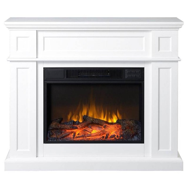 Home Star Flamelux 41 Wide Electric Fireplace Mantel White