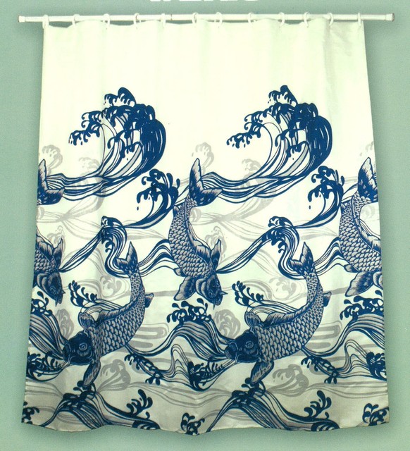 Hawaiian Fabric Shower Curtain Koi Japanese Fish 895596000196 Picture 2 Of