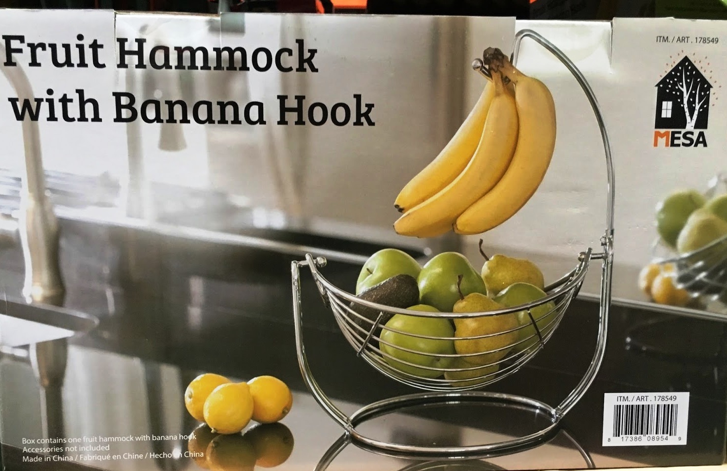 Mesa Chrome Tabletop Kitchen Island Fruit Hammock Basket With Banana ... Mesa Chrome Tabletop Kitchen Island Fruit Hammock Basket With Banana ...
