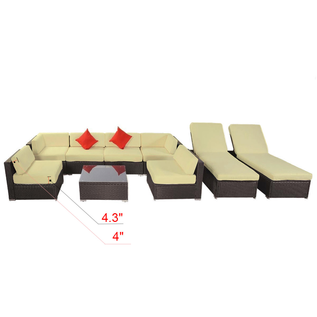 9pc Outdoor Patio Furniture Rattan Wicker Sectional Sofa Chair Couch Picture 1 Of 6