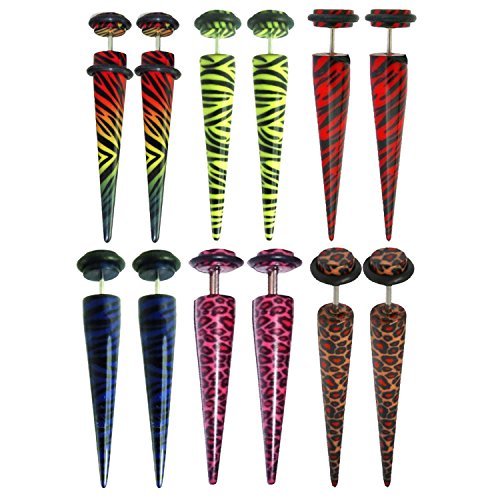 12pcs Fake Ear Gauge Tapers Set 0g Look Faux Earring Stud Cheater 12pcs Fake Ear Gauge Tapers Set 0g Look Faux Earring Stud Cheater Jewelry
