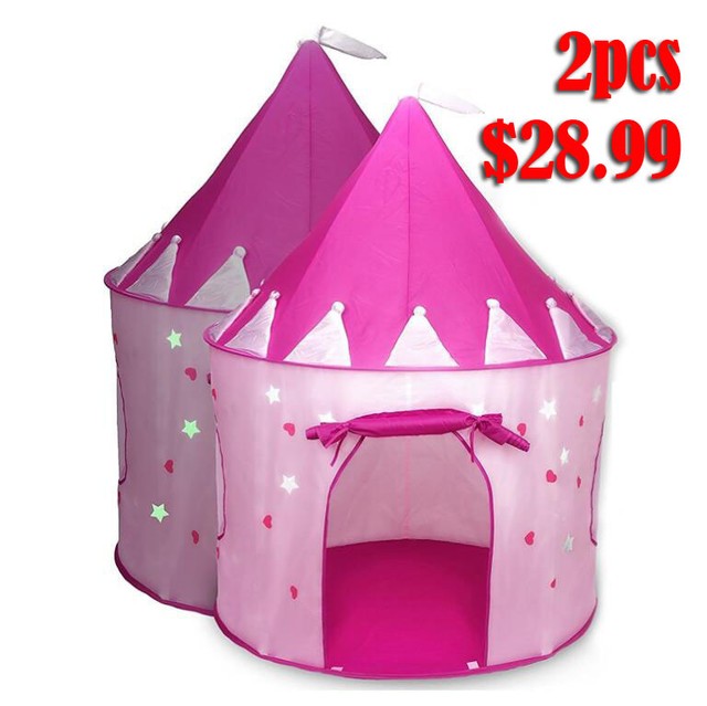 Kiddey Kids Play Tent Playhouse Indoor Outdoor For Boys And S 2pcs Tent For Kids Indoor Or Outdoor Fairy Tale Castle Pink Children Play