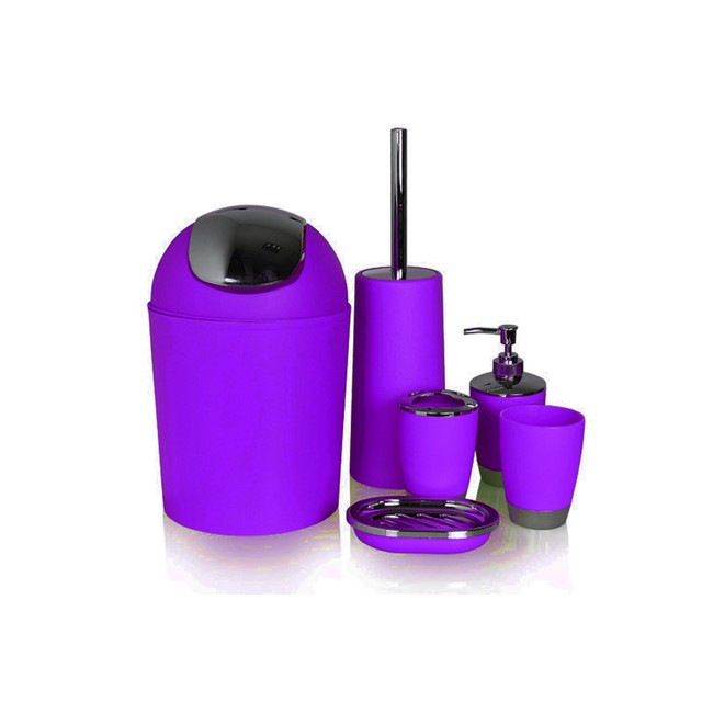 Practical 6pc Bathroom Accessories Set Bin Soap Dispenser Toothbrush Picture 9 Of