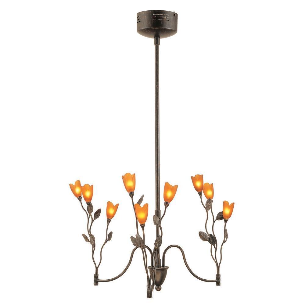 Mood Lighting Portfolio 9 Light Dark Bronze Amber Tulip Chandelier Picture 1 Of 2