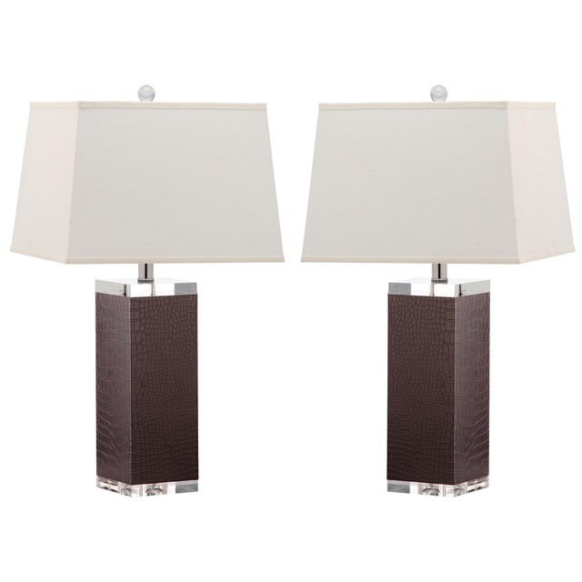 Safavieh Deco Leather Table Lamp Crocodile Set Of 2 Safavieh Lighting 25 5 Inch Crocodile Deco Leather Table Lamp Set Of 2