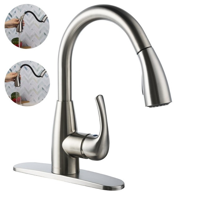 Boharers Kitchen Faucet With Sprayer Spray Stream Brushed Nickel Boharers Kitchen Faucet With Sprayer Spray Stream Brushed Nickel Stainless Steel