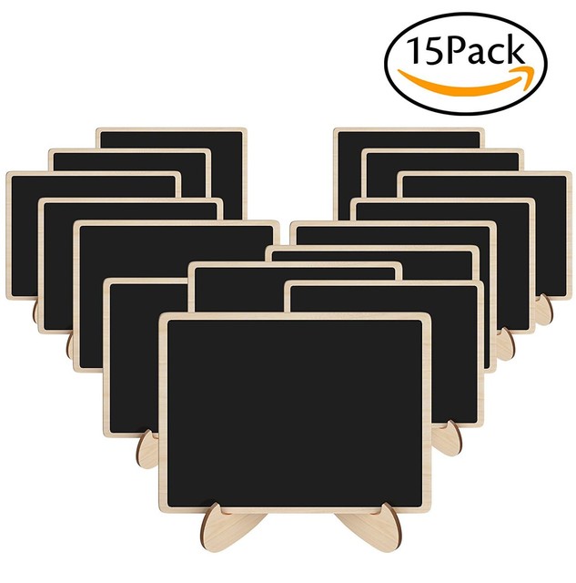 Korlon 15 Pack Mini Chalkboards Signs With Easel Stand Wood Korlon 15 Pack Mini Chalkboards Signs With Easel Stand Wood Rectangle Small For