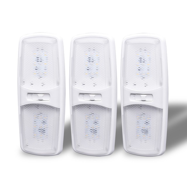 Mictuning 12v Double Led Dome Light Fixture Interior With 3 Way 3pack 12v Led Rv Ceiling Dome Light Fixture For Trailer Camper Motorhome Boat