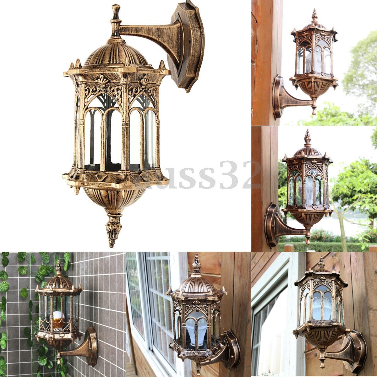 Antique Exterior Wall Light Fixture Aluminum Glass Lantern Outdoor Picture 1 Of 10