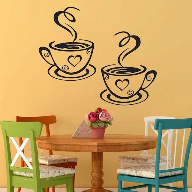 1 Pair Set Decoration Home Decal Wall Sticker Tea Coffee Cups Cafe 1 Pair Set Decoration Home Decal Wall Sticker Tea Coffee Cups Cafe Dining Room