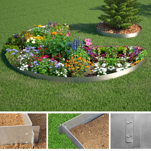 15m Galvanized Grass Lawn Edge 100x14cm Piece Metal Palisade Garden 15m Galvanized Grass Lawn Edge 100x14cm Piece Metal Palisade Garden Border Bed