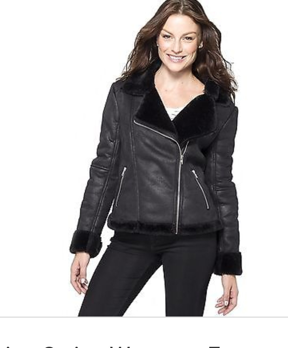 Alpine Swiss Womens Faux Shearling Jacket Fashion Biker Coat Picture 1 Of 7