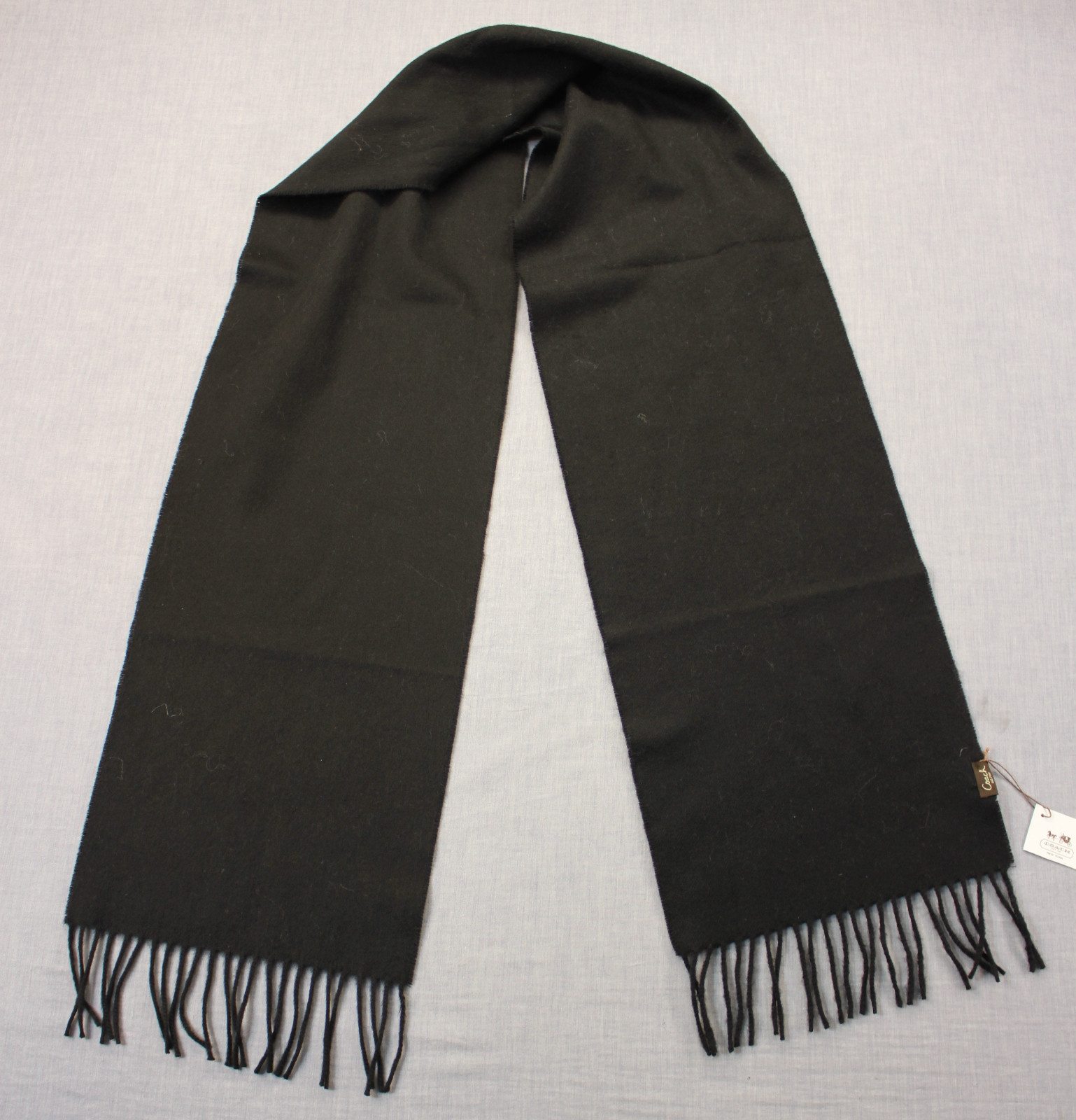 With Tags Coach Cashmere Blend Ler Black Scarf Soft Winter Picture 1 Of 4