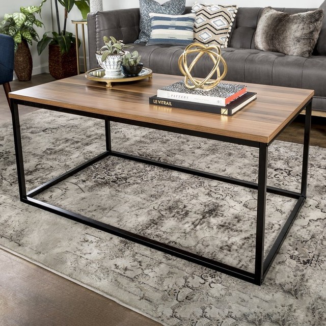 Industrial Coffee Table Furniture Living Room Modern Wooden Top Industrial Coffee Table Furniture Living Room Modern Wooden Top Black Metal Base