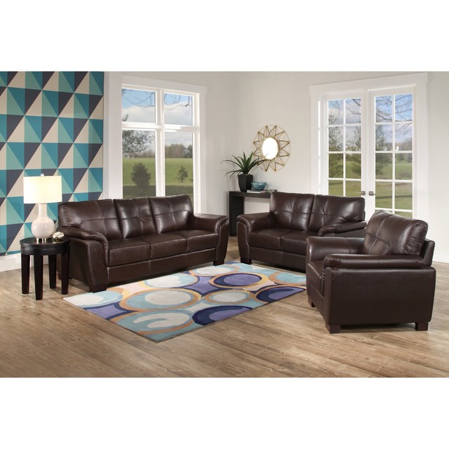 Abbyson Living Belize 3 Piece Top Grain Leather Sofa Set Ebay